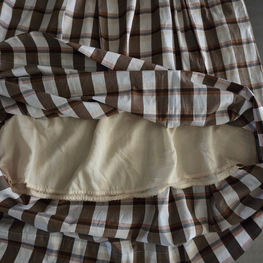 Maeve Pleated Plaid Maxi Skirt A-Line Preppy Academia Brown Skirt Size 4 - Picture 4 of 9